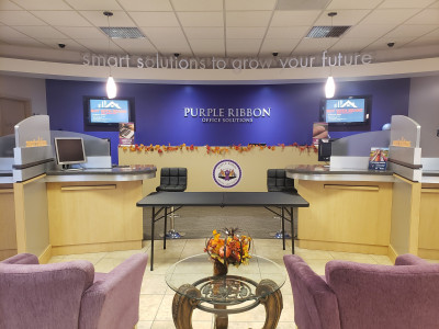 Purple Ribbon Office Solutions Logo